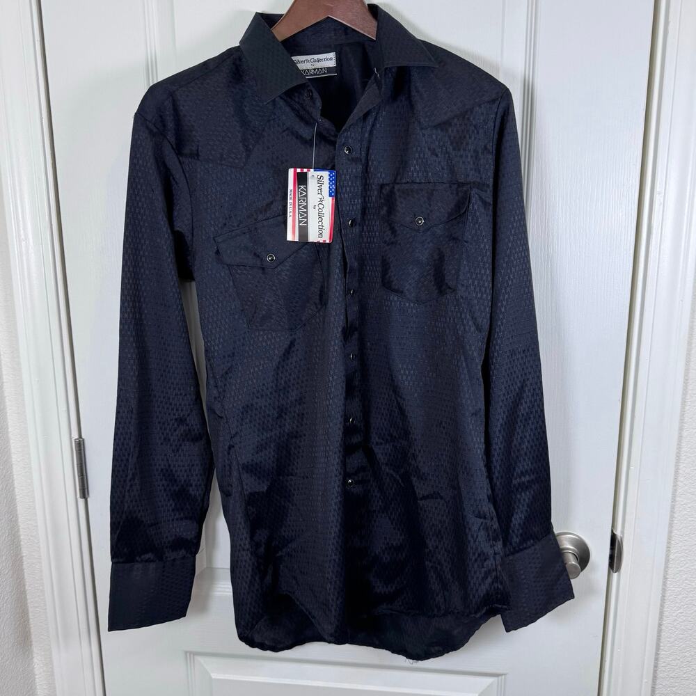 NWT Silver Collection By Karman Western Men’s L Extra Long Tails Black Snap USA